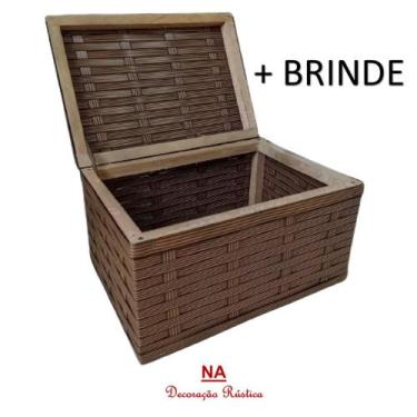 Imagem de 1 Caixa organizadora com tampa Baú bauzinho decoração pequeno 26,6 cm 