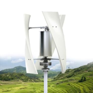 Imagem de 24V,10000W 12V 24V 48V 220V Turbina eólica vertical silenciosa com controlador de carga MPPT 3 pás turbina eólica para acampamento em casa (branco)