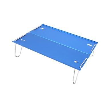 Imagem de IEUDNS Mesa dobrável para acampamento, mesa dobrável de liga de alumínio, compacta, ultraleve, móveis para acampamento ao ar livre, de praia para pesca e, Azul