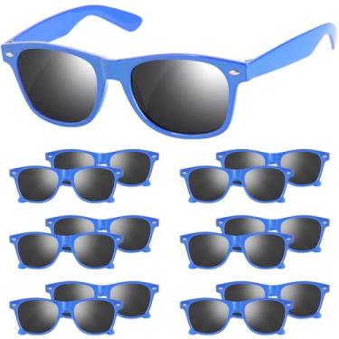 Imagem de AILEHO Óculos de sol pretos lembrancinhas de festa – pacote com 12 óculos de sol a granel para casamento, formatura, aniversário, piscina, praia, festa, Azul, Small