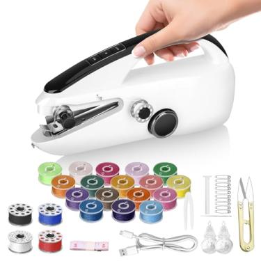 Imagem de Mini máquina de costura – Máquina de costura elétrica portátil com dois modos de velocidade e potência – Costura rápida para reparos DIY e viagens em casa