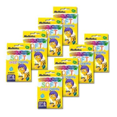 Imagem de Kit 20 Massinhas Soft Acrilex Baby Colors Escolar 6 /C  90g