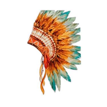 Imagem de Quadro Cocar Indígena Penas Coloridas Índio Canvas 60X40Cm - Plimshop
