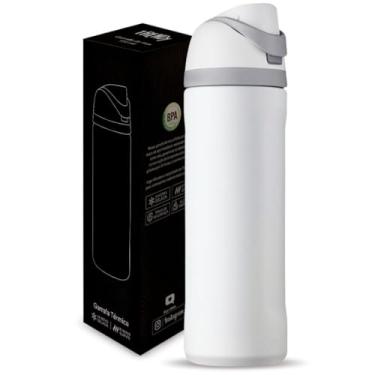 Imagem de Garrafa Térmica Quick Flip Branca 730ml Inox Antivazamento Resistente Mantém Bebidas Quentes 12h e Geladas 24h Academia Trabalho Escritório Caminhada Presente Esportes Escola Owala Coala Koala