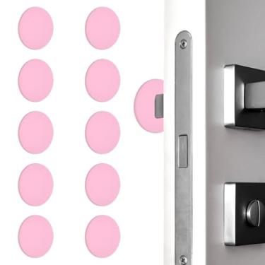 Imagem de PATIKIL 10 peças de protetor de parede para maçanetas de porta, 4 cm, rolhas redondas de silicone, alça autoadesiva, almofada amortecedora, protetor de parede silencioso para geladeira, casa