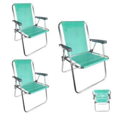 Imagem de Kit 3 Cadeira de Praia Alta Alumínio Lazy Sannet Verde Mormaii - 02356
