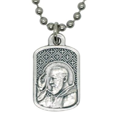 Imagem de Medalha do Santo Santo em corrente estilo dog tag | São Cristóvão, São Pio ou São José | Medalha prateada | Ótimo presente de confirmação | Feito na Itália, Medium, Metal, Sem Pedra Preciosa