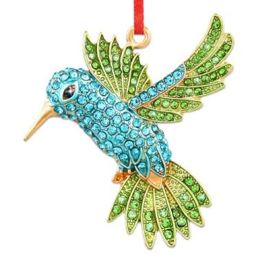 Imagem de GMEMNOV Enfeite de Natal de beija-flor - Enfeites de beija-flor de metal para árvore de Natal, enfeites de pássaros azul-petróleo para pendurar, presentes de Natal para meninas, mulheres, amantes de