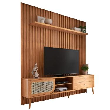 Imagem de Rack Para Sala com Painel Ripado Para TV 60 Pol Ada D03 Freijó - Lyam Decor