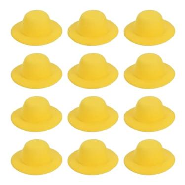 Imagem de PATIKIL Mini chapéus formais de 5,8 cm, 12 peças de chapéus de boneca em miniatura para artesanato, acessórios de cabelo, decoração de boneca, boneco de neve, amarelo