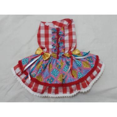 Imagem de Vestido Pet Festa Junina Xadrez Com Laços - Tamanho M