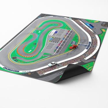 Imagem de Pista Para Carrinhos Miniatura Autódromo Infantil 120X80Cm - Plimshop