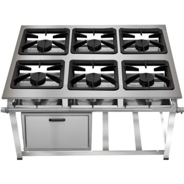 Imagem de Fogão Industrial 6 Bocas Ap P8 em Aço Inox com Forno Leona