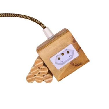 Imagem de Extensão Madeira Régua Elétrica 1 Tomada Branca - Mycena Studio