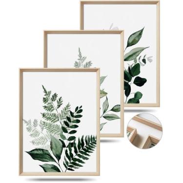 Imagem de Arte de parede UPWOIGH emoldurada em tela de folhas de oliveira verdes