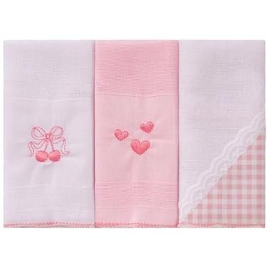 Imagem de PANO DE BOCA BUBLIM C/BORDADO VIRA RENDA E FESTONÊ (ROSA)