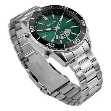 Imagem de Relógio Seculus Masculino Anadigi Verde Esporte 44270g0svna5 Prateado Preto Verde-Masculino