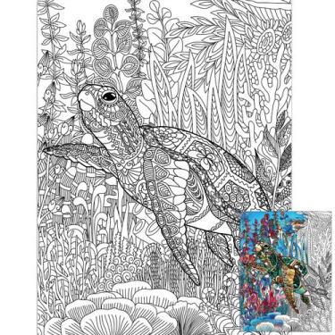 Imagem de Pôster para colorir ZOIIWA Turtle Giant Sea 100x132cm para crianças