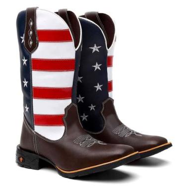 Imagem de Bota Texana Masculina Couro Country Western Estados Unidos - Made in F