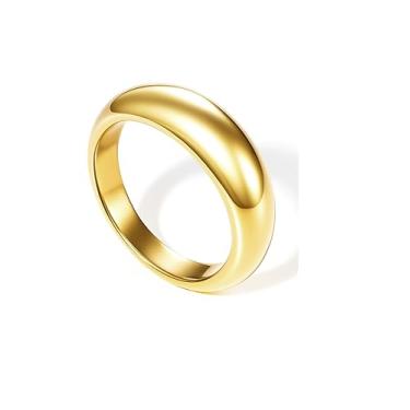 Imagem de Poxtex Anéis grossos de ouro não manchados para mulheres, anéis de cúpula de ouro empilháveis prata empilhável, aliança de casamento masculina eternidade, joia de metal misto tamanho 3-13, 10, Aço