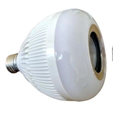 Imagem de Lâmpada LED Musical Bluetooth RGB, 12W Bivolt, com Controle Remoto, Alto-Falante 3W, 8 Cores, 9,5x12,5cm
