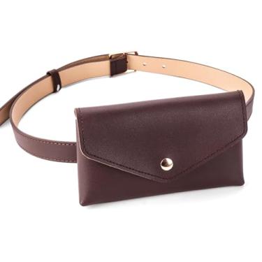 Imagem de D.LerBung 2 pochetes femininas de couro com bolsa removível na cintura, Café, One_Size