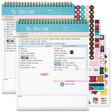 Imagem de Bloco de notas da lista de tarefas GuanQiao Spiral Bound Daily Planner