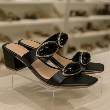 Imagem de Sandália Feminina tamanco de salto Grosso Bloco do 34 ao 42 Modelo Per