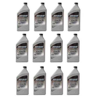 Imagem de Óleo Motores de Popa 4T Quicksilver 25W40 1 Litro Kit Com 12 Litros - 