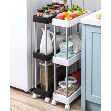 Imagem de Armário Carrinho Organizador Com 4 Camadas Com Rodinhas Cozinha Banheiro Quarto Lavanderia(ALEATORIA,P+M+G)