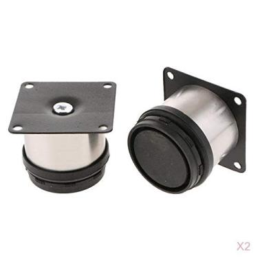 Imagem de barenx Pés de cozinha de aço inoxidável de 6 cm de altura, 5 cm de diâmetro redondo para armários, sofá, mesas, pacote com 4 peças (ajustável)