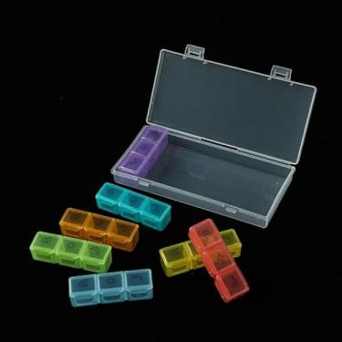 Imagem de Caixa organizadora de mesa com 21 compartimentos, estojo de armazenamento multigrade para organização de itens pequenos em casa e escritório (7 linhas e 21 grades)