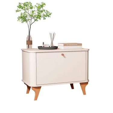 Imagem de Mesa De Cabeceira Aruma Com Cantos Arredondados Com Divisória Off White