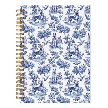 Imagem de LADOCK Caderno espiral pastor alemão do país francês, presentes de pastor alemão para mulheres e homens, caderno de cachorro chinês azul e branco, diário de cachorro grandmillennial, 14 x 21 cm