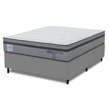 Imagem de Cama Box Queen Probel Molas Ensacadas Euro In 158x198x68cm Guarda Costas Stone Branco/Cinza