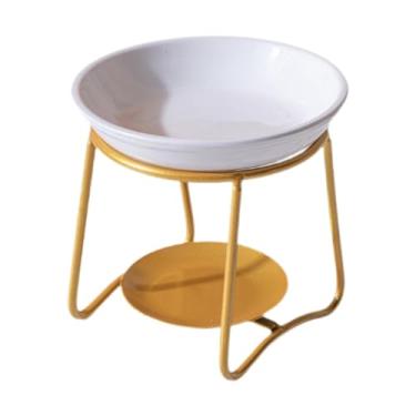 Imagem de XLWLLNJ Queimador de óleo de cerâmica, aquecedor de óleo, suporte decorativo para vela tealight, queimador de cera perfumada estilo europeu, estrutura de, Ouro