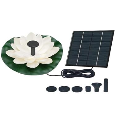 Imagem de Fonte de lótus flutuante movida a energia solar para decoração ao ar livre, silicone monocristalino, animal de estimação, vários bicos, perfeita para banhos de pássaros