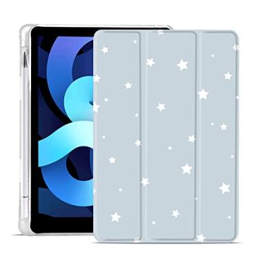 Imagem de MAYCARI Linda capa moderna estrelada para iPad de 10,2 polegadas 2021/2020/2019 com suporte para lápis, linda estrela iPad 9ª/8ª/7ª geração, capa protetora traseira de TPU macio, capa fina hibernar