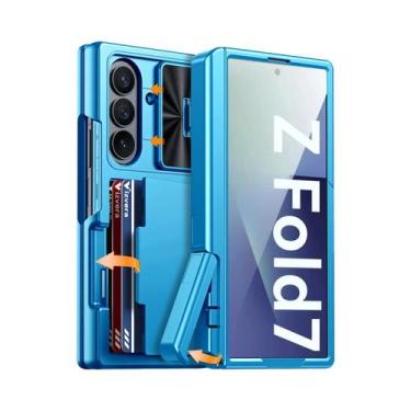 Imagem de Capa De Silicone Azul À Prova De Choque Para Galaxy Z Fold 7 Com Porta