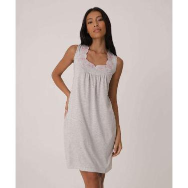 Imagem de Camisola Bordado Borboletas Sem Manga Marisa-02036, Cinza, GG