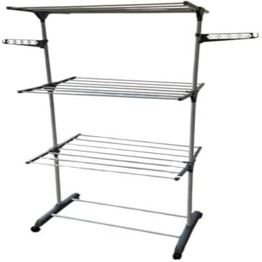 Imagem de Varal para roupas, otimizando espacos, domestico, dobravel, eficiente, cinza, resistente, completo, moderno