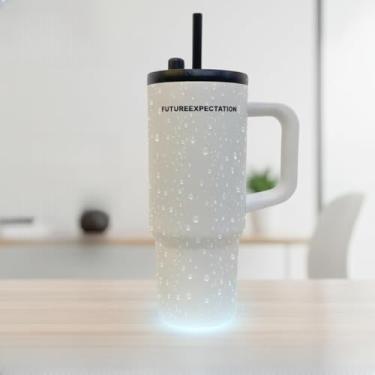 Imagem de Copo Térmico 710ml com Tampa e Alça – Inox Branco, Mantém Bebidas Quentes e Frias por Horas, Antivazamento, Ideal para Academia, Trabalho e Viagens