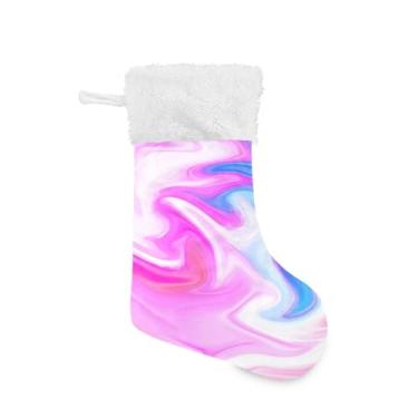 Imagem de Wassud Meia de Natal fofa com punho branco abstrato redemoinho 45,7 cm grande para decoração de lareira de lareira 1 pacote