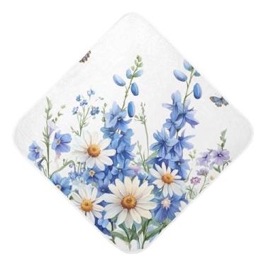 Imagem de STAYTOP Toalhas de bebê com capuz de margarida branca e lavanda musselina, toalha de banho super macia, toalhas de banho absorventes para banho recém-nascido unissex 76 x 76 cm