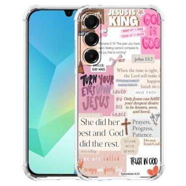 Imagem de mehidpur Citações Cristãs Estética Vintage Jesus Versículo da Bíblia Padrão Colagem, Capa Amortecedora TPU Macio para Samsung Galaxy A16, #3