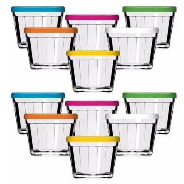 Imagem de Kit 12 Potes Americanos Tigelas Pequenas de Vidro 150ml Marinex com Ta