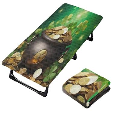 Imagem de Burbuja Lençol de berço de moedas de ouro St. Patrick para crianças, lençol de cochilo acolchoado portátil com faixa elástica para meninas e meninos, lavável na máquina, 63,5 x 127 cm