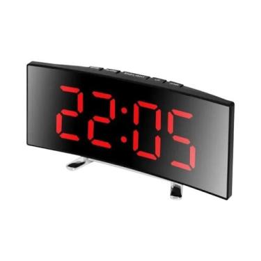 Imagem de Despertador Eletrônico Curvo Com Tela Grande LED Espelho De Dupla Funç