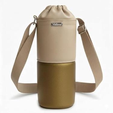 Imagem de Bolsa Térmica (BEGE COM OURO) RAMIERE para Garrafa de 500 ML em Couro Sintético - Coleção Cores VERÃO 2026