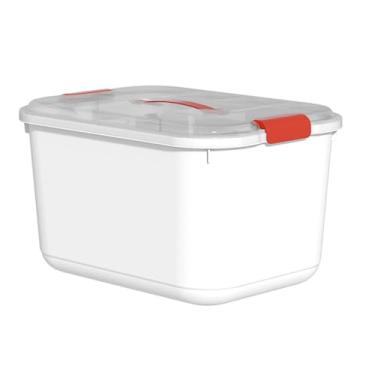 Imagem de AUNMAS Caixa de Emergência, Organizador de Armazenamento de Grande Capacidade Com Prateleiras Transparentes e Tampa de Travamento, para Organização Doméstica e Preparação para Viagens (Vermelha)